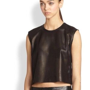Helmut Lang Perforated lamb Leather Crop Top sz small MSRP $595